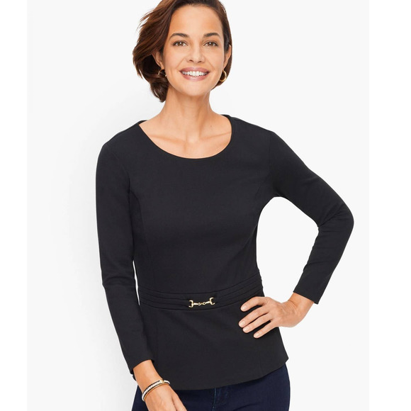 Talbots Tops - Ponte Peplum Top Black